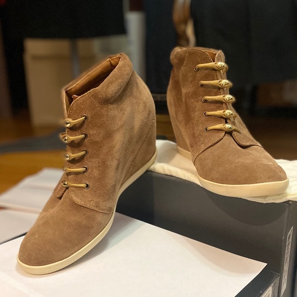 Paul Green Shoes Paul Green Golden Caramel Suede Ankle Boots